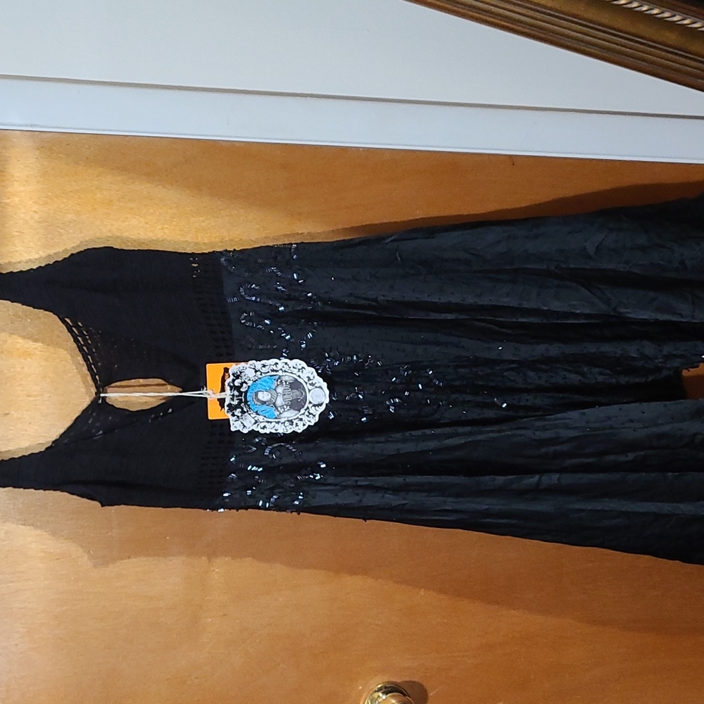 Black crochet and sequins dress